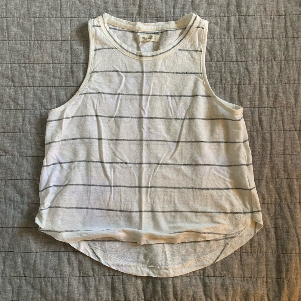 Madewell cropped linen-blend tank - size XS